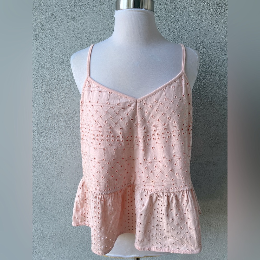 Bob Timberlake Pink Eyelet Crop Top Sz M